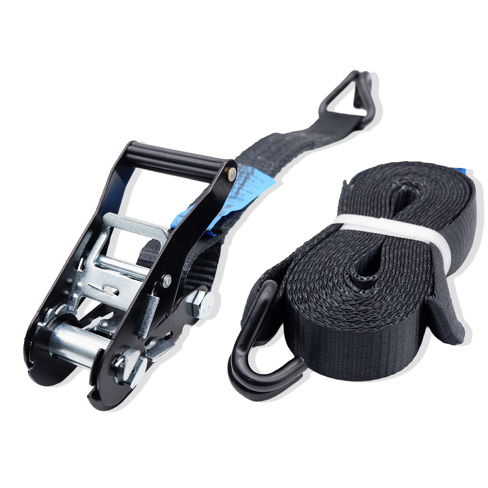 3000kg black ratchet strap with double j hooks
