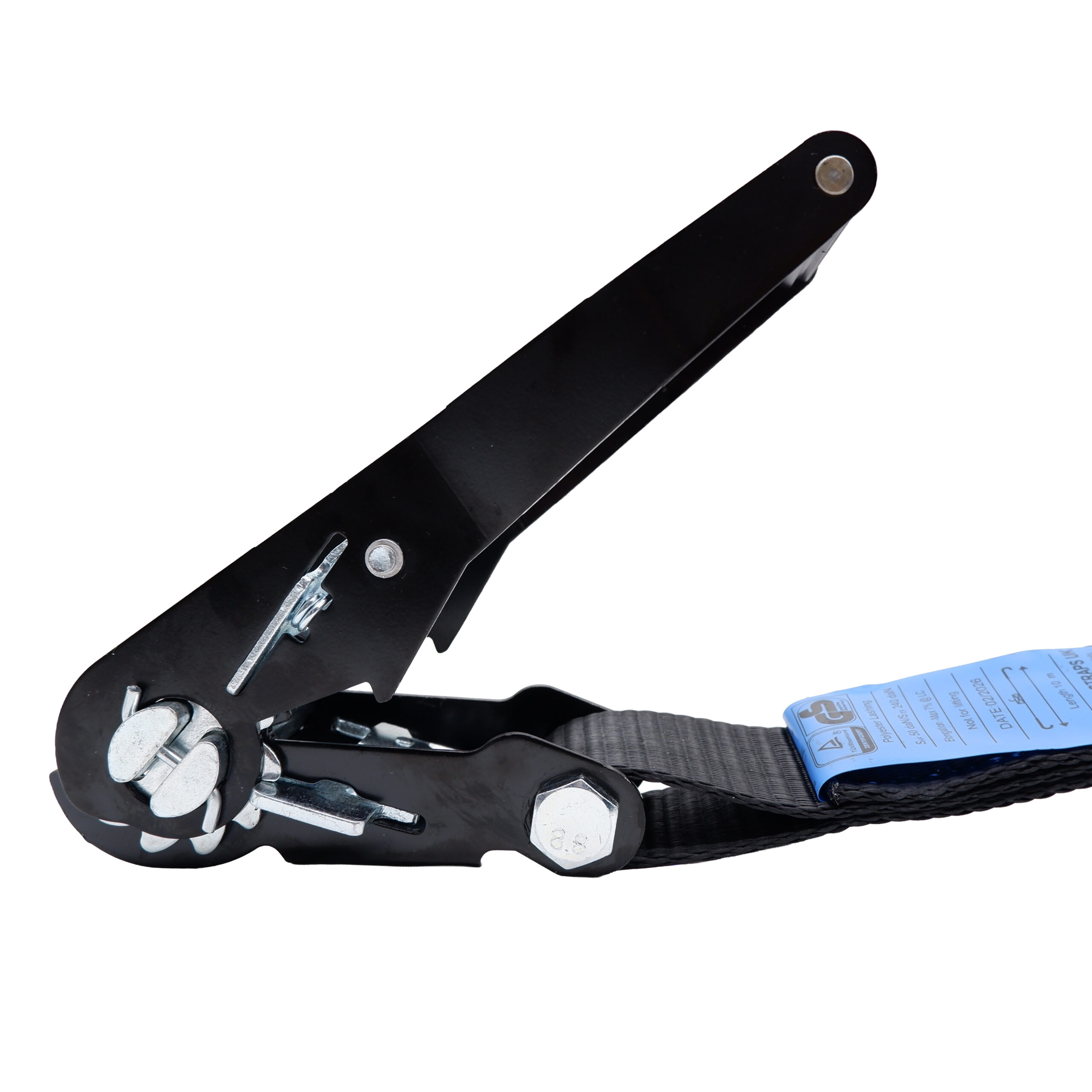 5000kg Black Ratchet Straps with Twisted Snap Hooks