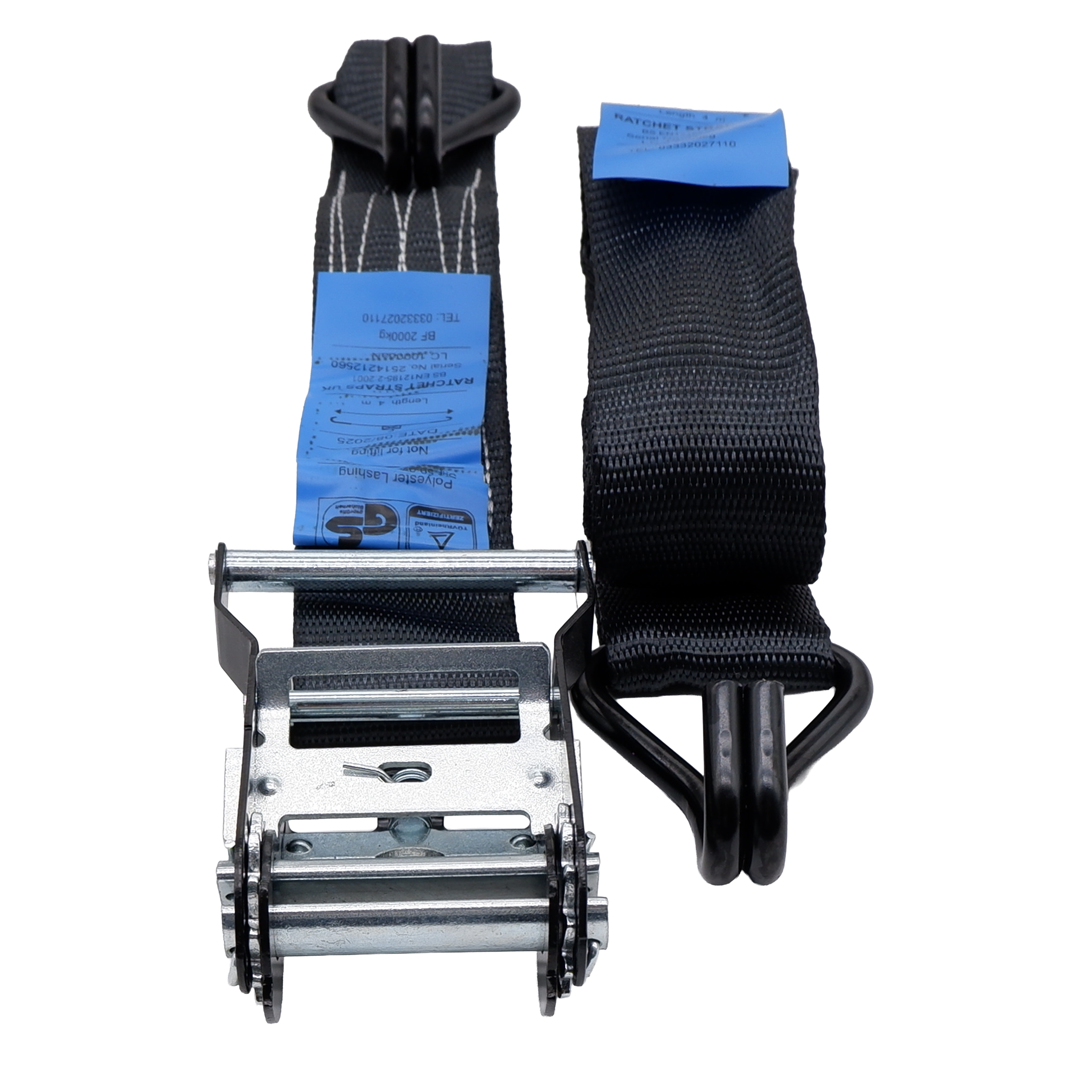 2000kg black ratchet strap with J hook