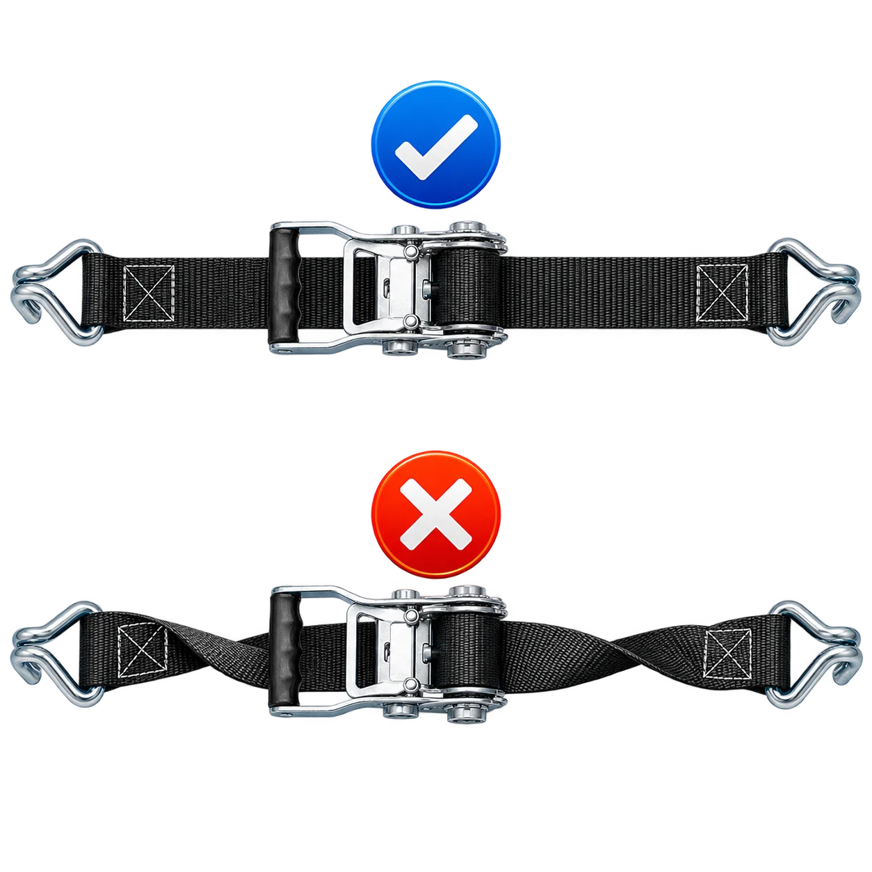 3000kg black ratchet strap with double j hooks