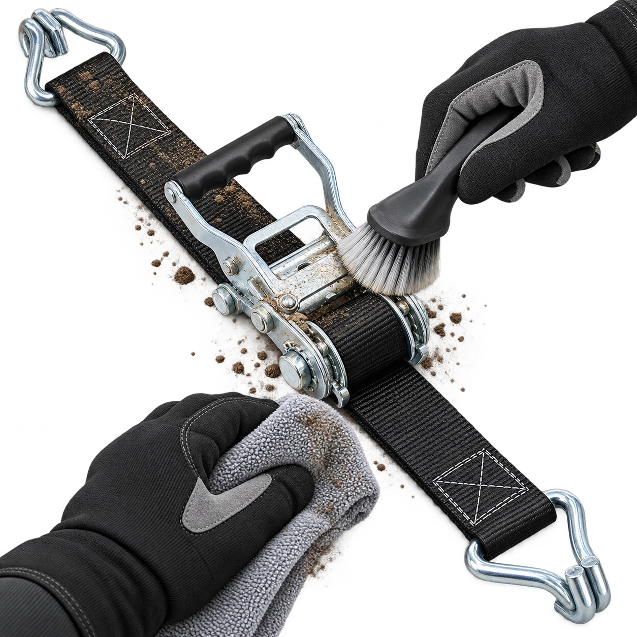 3000kg black ratchet strap with double j hooks