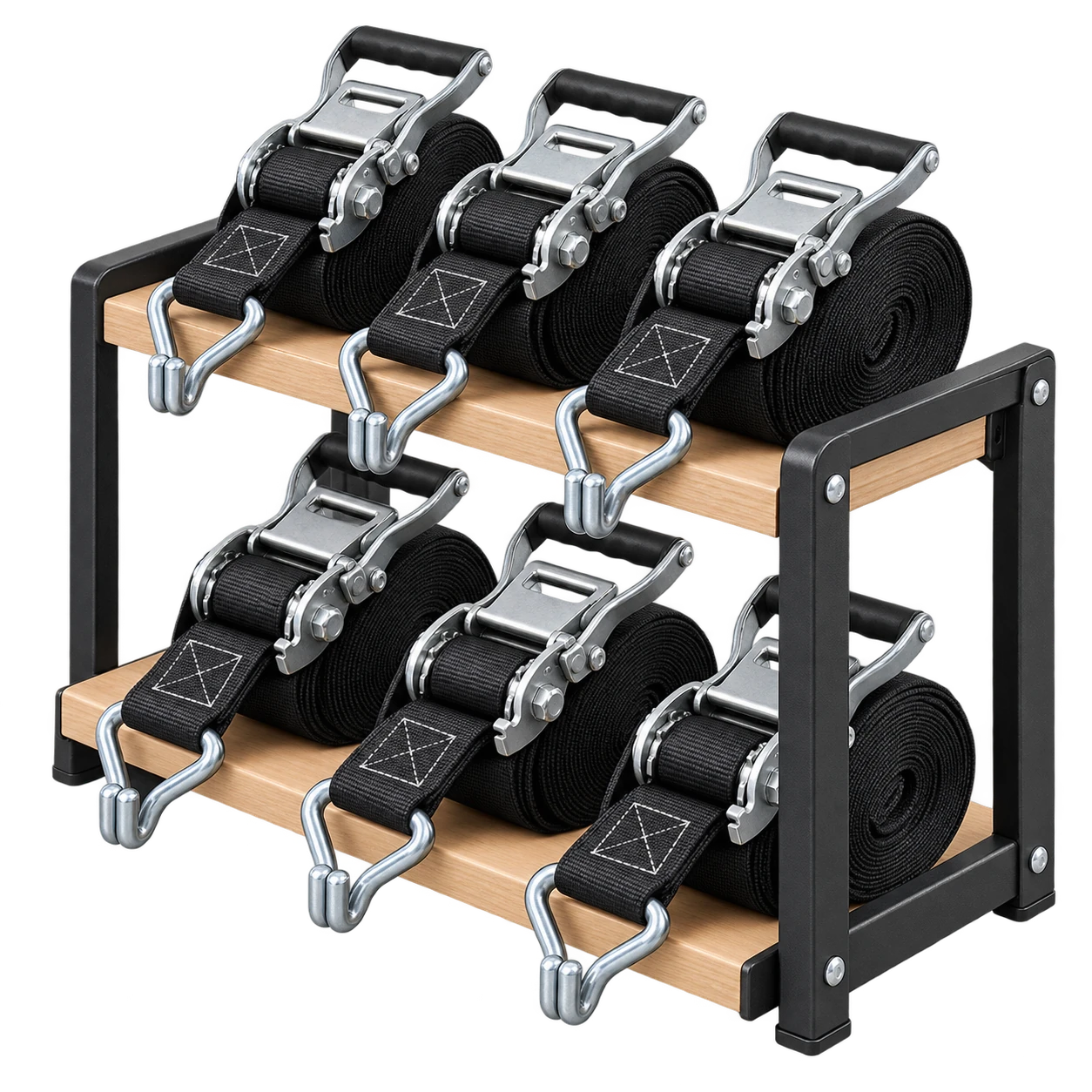 3000kg black ratchet strap with double j hooks